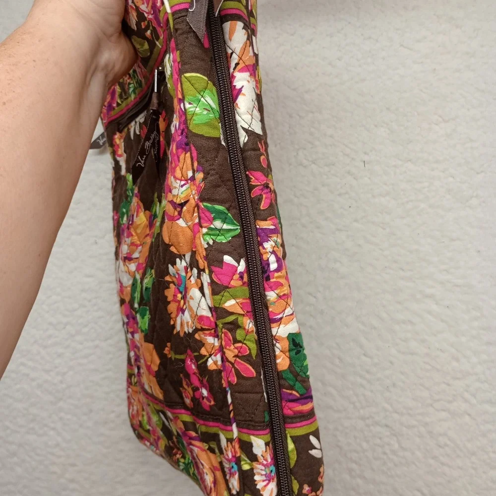Vera Bradley Mocha Rouge Floral Quilted Laptop Tote Bag Checkpoint Friendly